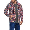 thumbnail image 2 of Goofa Skull Blue Flower Pattern Mens Full-zip Hoodie, Zip-up Pullover Hooded Sweatshirt, Kangaroo Pocket Hoodie Ideal for Daily Wear, Travel, and Home-Medium, 2 of 5
