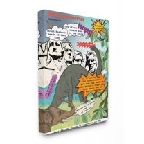 Stupell Industries Comic Book Brontosaurus Illustration Dinosaur Reptile Facts Canvas Wall Art Design by Sangita Bachelet, 24" x 30"