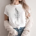thumbnail image 2 of Tnhcen Women's Summer Feather Print Crew Neck Short Sleeve Basic Top - Plus Size Friendly S-3XL | Lightweight Casual Everyday Essentials, 2 of 4