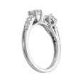 thumbnail image 6 of Solid 14K White Gold Three Stone Diamond Side-Stones with CZ Cubic Zirconia Peg Set Center Stone Engagement Ring Size 7, 6 of 8