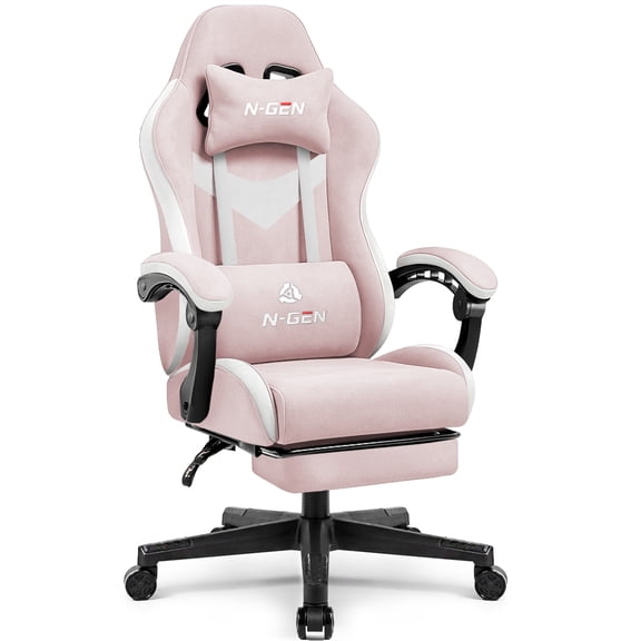 N-GEN GAMING Gaming Chair, Lumbar Support with Breathable Fabric, Pink