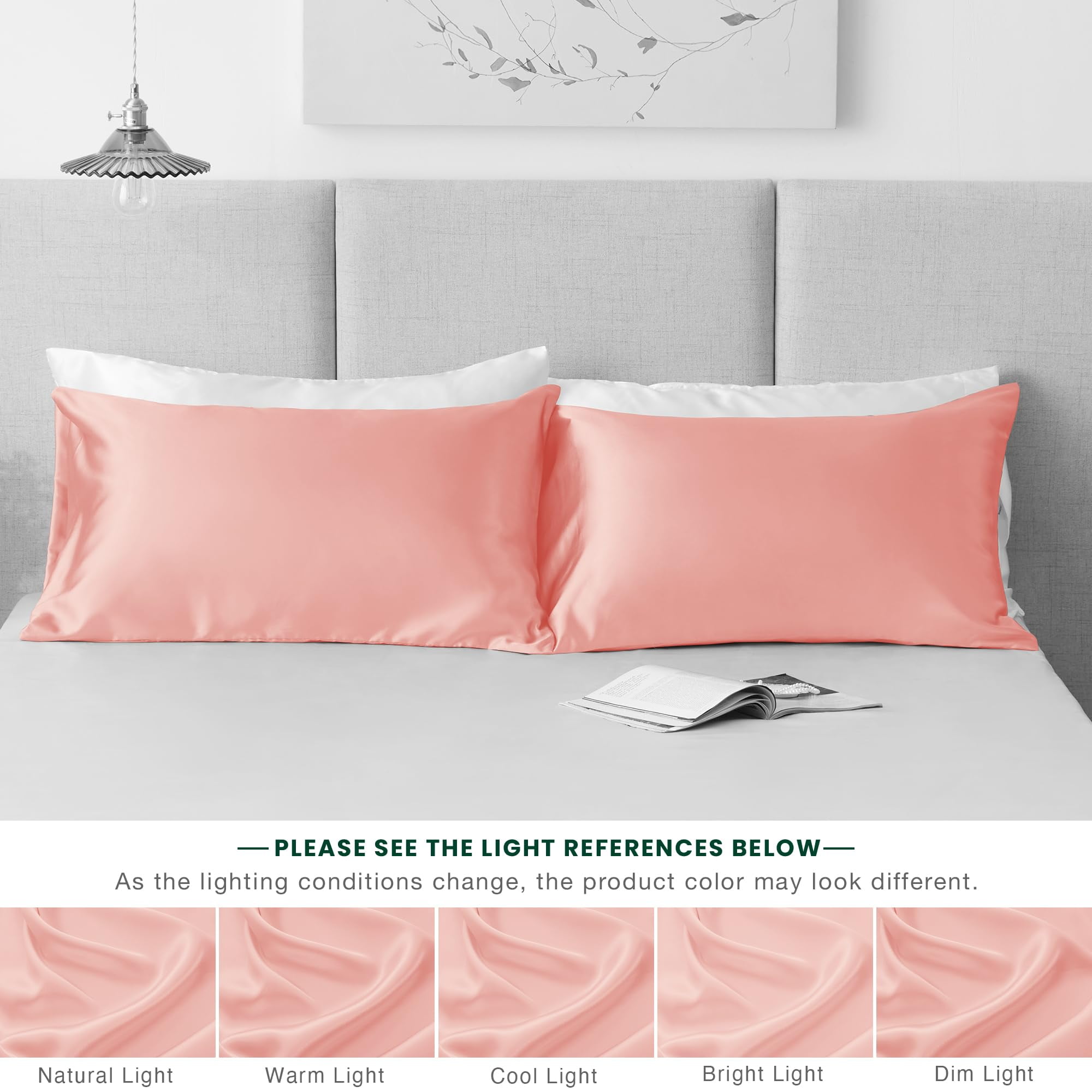 LOUDKS Satin Pillowcase Set of 2 Queen Size 20x30, Cooling Pillow Covers for Hair and Skin, Silky Smooth with Envelope Closure, Similar to Silk, White
