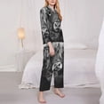 thumbnail image 3 of Fuzoiu Geometric Bull Design Print Women's Long-Sleeved Pajama,Lounge Button Down Nightwear,Womens Notch Collar Pajama Set-X-Large, 3 of 7