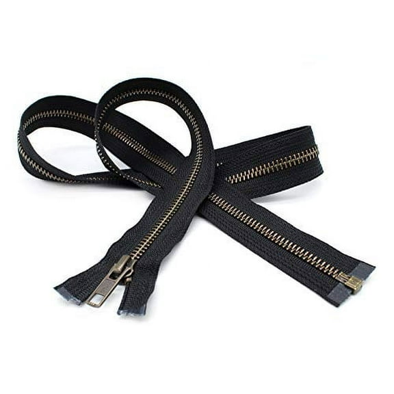 43" Jacket Zipper Medium Weight YKK #5 Antique Brass ~ Separating ~ 580 Black (1 Zipper/Pack)