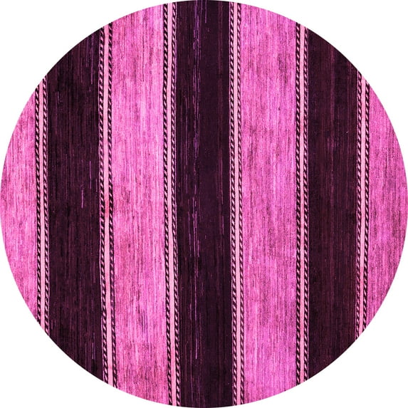 Ahgly Company Indoor Round Abstract Pink Modern Area Rugs, 5' Round