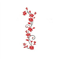 9.4*31.5 inches Red Rattan Flower Removable Vinyl Wall Decor Decal Sticker, DIY 3D Crystal Wall Stickers Living Room Bedroom Wall Background Decor Decor