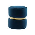 thumbnail image 1 of TOV Furniture Yamma Moderne Velours Rembourré Repose-Pieds Rond Pouf, 13.7", Bleu Marine, 1 of 5
