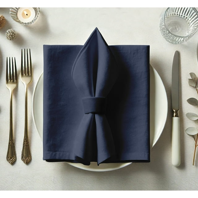 Vargottam Designer Cotton Twill Napkins - Set of 12, 20-Inch, Blue Solid Color, Durable & Absorbent Cloth Napkins for Dining, Parties, and Home Decor - Machine Washable