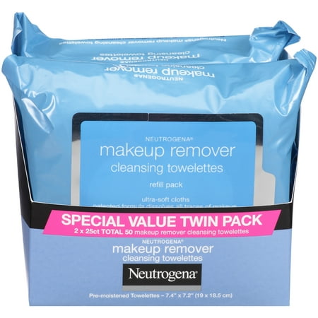 2 Pack, Neutrogena Makeup Remover Wipes, 25 ct (Best Way To Remove Makeup Naturally)