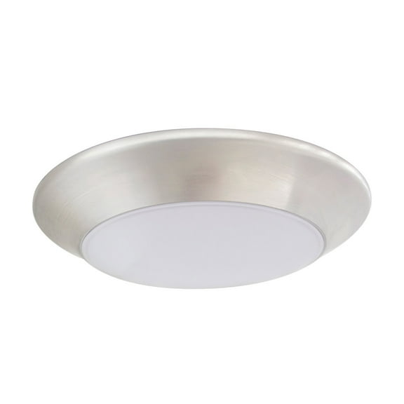 Design House Prescott Modern Indoor/Outdoor Flush Mount Dimmable Disk Light, Satin Nickel