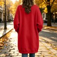 thumbnail image 5 of WIZUTIZ Women's Solid Color Button Front Jacket Mid-Length Long Sleeve Pockets Loose Fit Casual Winter Warm Coat Outerwear, 5 of 7