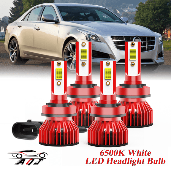 For Cadillac CTS 2008-2013 Combo LED Headlight High Low Beam Bulbs 4 Pack, 6,500K Cool White 30,000LM Super Bright