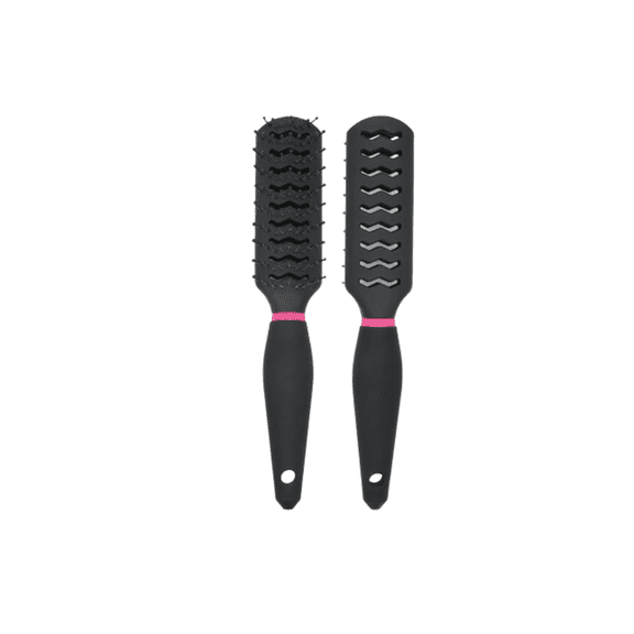 Black Wave Vent Hair Brush with Rose Red Accent Ring