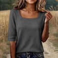 thumbnail image 2 of JFGHDG Womens Half Sleeve Tops Scoop Neck Ribbed Knit Slim Fitted Basic Tee Shirts Summer 2026 Trendy Spring Casual Clothes Gray L, 2 of 9