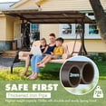 thumbnail image 3 of 3-Seat Patio Porch Swing with Adjustable Hardtop,3 in 1 Convertible Outdoor Porch Swing for Adults,Patio Swing with Thicken Cushion,Pillows & Cup Holders for Porch,Backyard,Garden (Khaki), 3 of 8