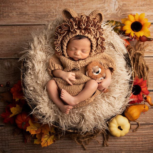 Accesorios de fotografía para recibir bebés, aptos para León, accesorios para tomar fotos de bebés de 0 a 2 meses (disfraz de León)