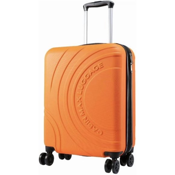 Cabin Max Velocity 55x40x20cm (22x16x8") Expandable Suitcase 4 Wheel Luggage Cabin Bags Suitable for Ryanair, Easyjet, Jet 2 Carry On (Orange)