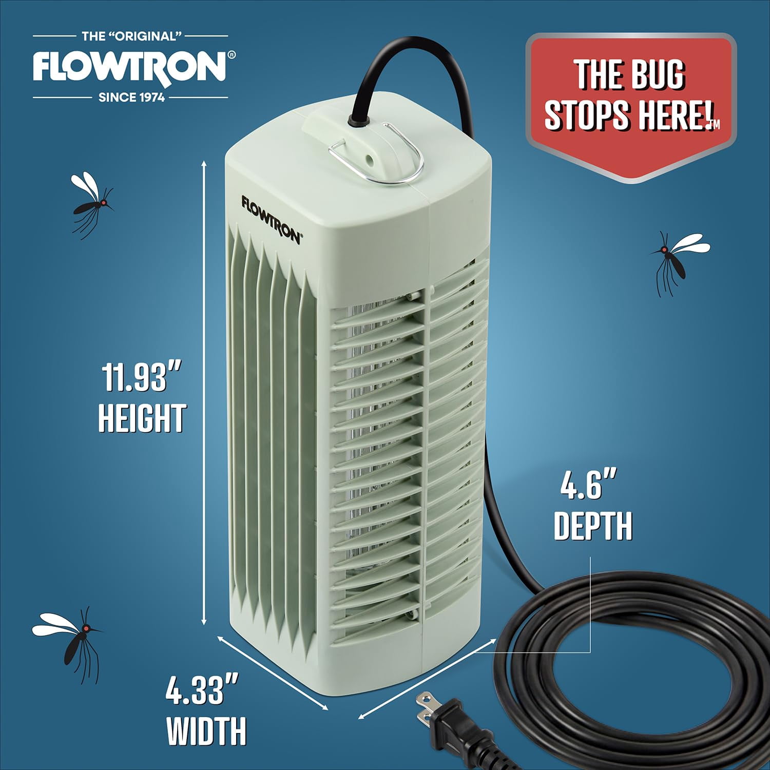 Flowtron Indoor Bug Zapper 1000V UV Light Mosquito & Fly Trap Plug-In for Home 215 Sq Ft - Green