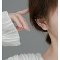 thumbnail image 2 of Solid 925 Sterling Silver Bar Open Hoop Earrings Huggie Studs for Women Teens Bar Half Hoop Earrings Huggie, 2 of 15