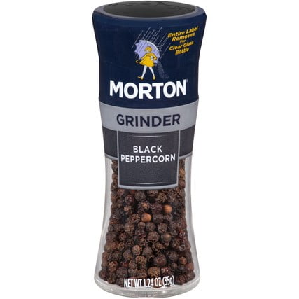 Morton Black Peppercorn Grinder, For Use while Cooking or at the Table, 1.24 OZ Grinder