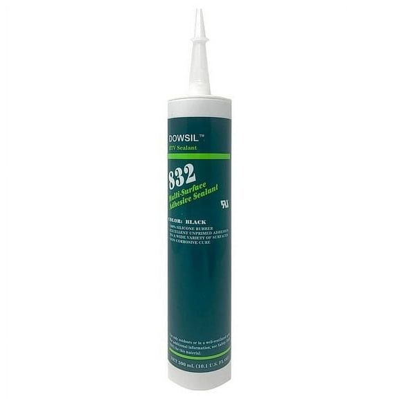 Dowsil Silicone Sealant, 10 oz, Cartridge, Black, Silicone Base, 832 99180523