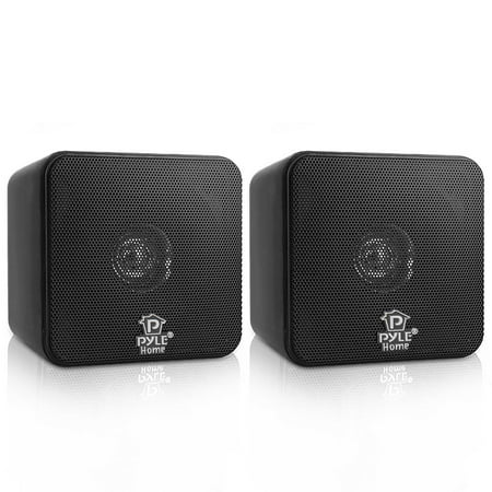 PYLE PCB4BK - 4'' 200 Watt Black Mini Cube Bookshelf Speaker In (Best Cheap In Wall Speakers)