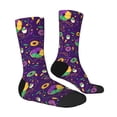thumbnail image 2 of Goofa Mardi Gras and Donuts Printed Men's Crew Socks, Soft Durable Breathable Moisture-Wicking with Odor Control Cotton socks, 2 of 9