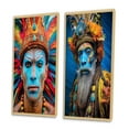 thumbnail image 3 of Designart "Enigmatic Portrait of Wise Guru with Feathers" Man Framed Wall Art Set Of 2 - Glam Blue Frame Gallery Set For Office Decor, 3 of 6