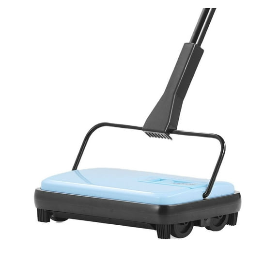 Carpet Sweeper Manual - Floor Sweeper for Hardwood, Tile, Carpet - 6.7 Inch Cleaning Width - 300ml Dustbin - Pet Hair, Dust - Blue