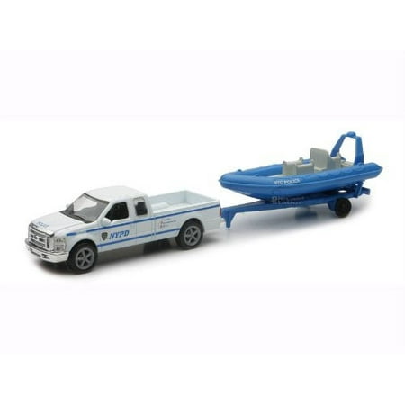 NYPD Ford F-250 Pickup & Inflatable Boat Set 1/43