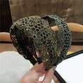 thumbnail image 5 of Vintage Korean Non-slip Floral Printed Toothed Flower Lace Head Hoop Broadside Headband Hair Accessories Embroidery Hair Bands GOLD STAR, 5 of 8