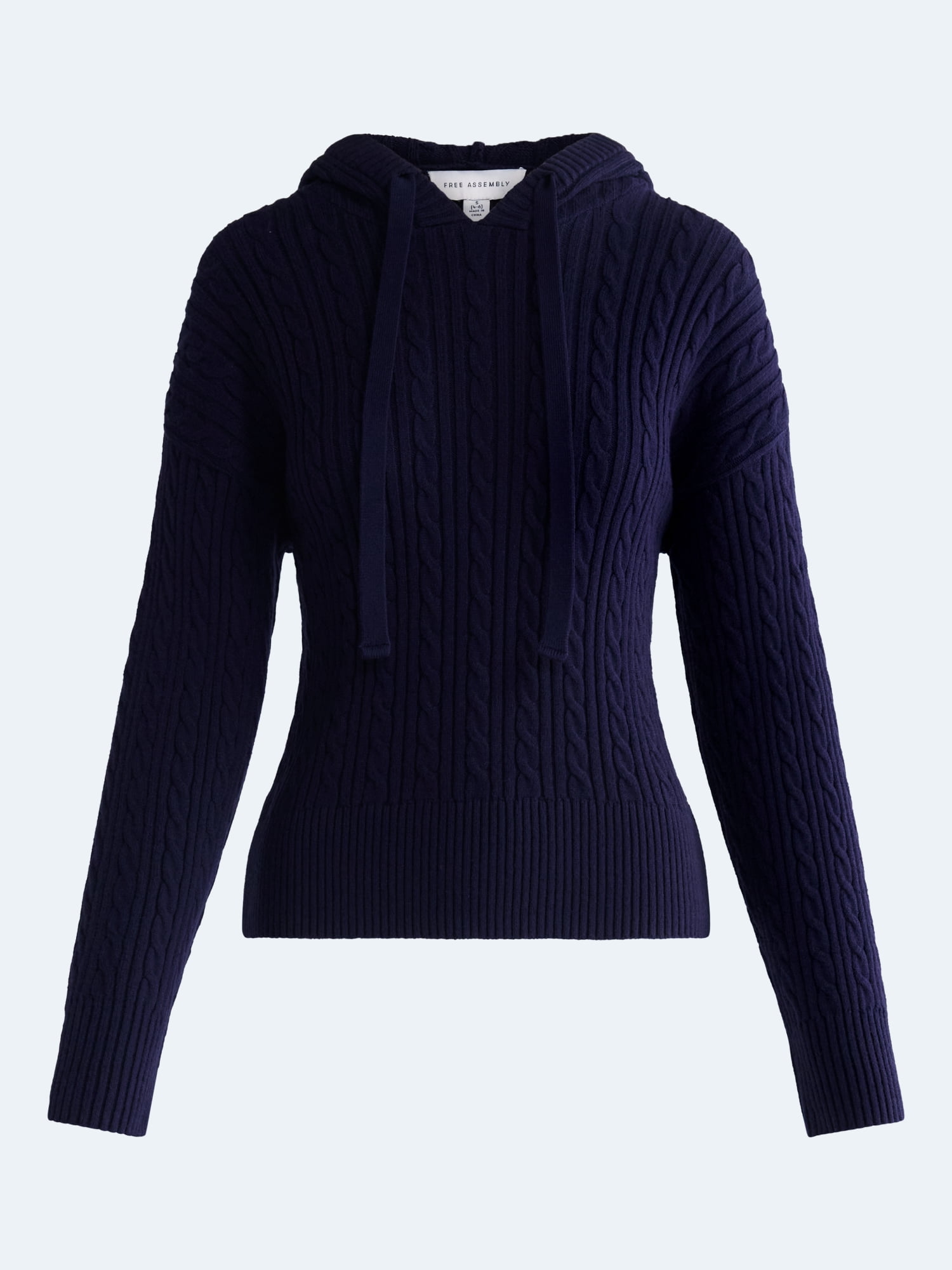 Free Assembly Women's and Women's Plus Cozy Yarn Cable Knit Hoodie Sweater, Midweight, Sizes XS-4X