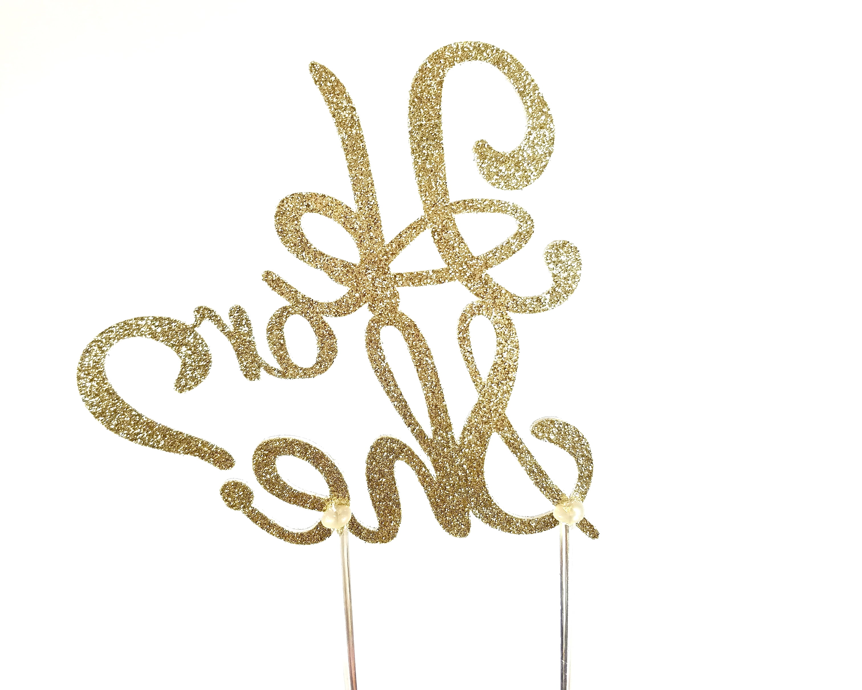 Handmade Gender Reveal Cake Topper Decoration He Or She Made In Usa With Double Sided Gold Glitter Stock Walmart Com