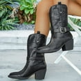 thumbnail image 7 of SACFOF Women's Cowboy Boots Pull On Cowgirl Booties Pointed Toe Low Chunky Heel Classic Short, 7 of 7
