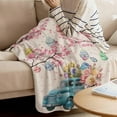 thumbnail image 2 of Happy Easter Throw Blanket Blue Truck Easter Eggs Blanket Spring Holiday Decorations Butterfly Flower Lightweight Warm Soft Cozy Blanket and Throws for Couch Bed Sofa 40" x 50", 2 of 6