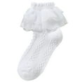 thumbnail image 1 of Socks Ruffle Lace Socks 1 Pair Women Socks Ruffle Lace Decor Thin High Elasticity Anti Slip Soft Breathable Solid Color Sweat Absorption No Odor Sports Socks, 1 of 5