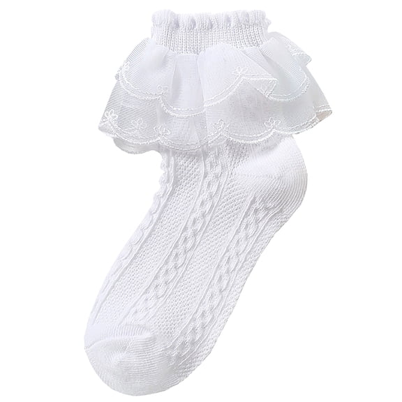 Gbobgt Women's Ruffle Socks 1 Pair Lightweight Soft Breathable Anti-Slip Comfortable for Daily Casual White L