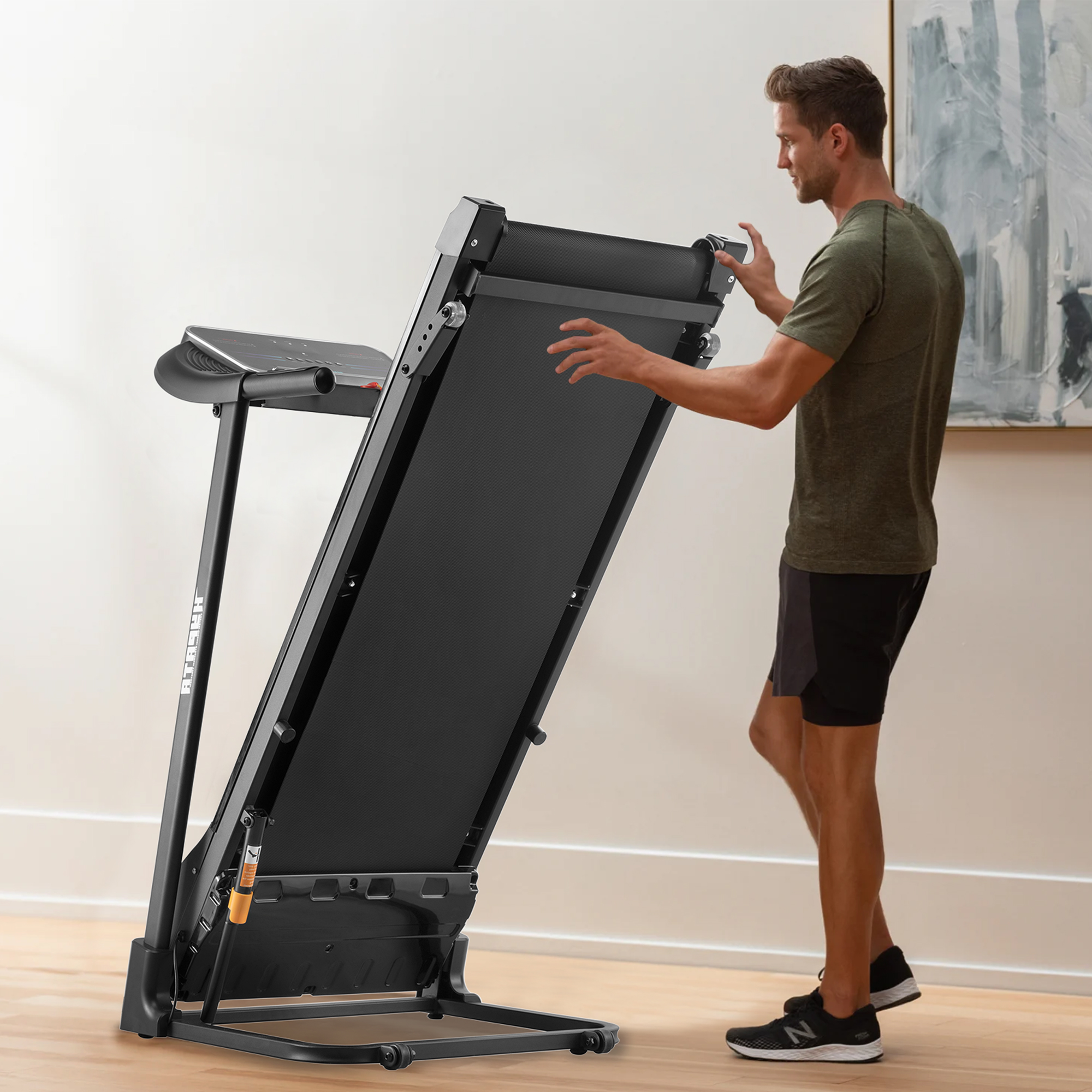 SKOK Compact 2.5HP Folding Incline Treadmill with 12 Preset Programs, 300lb Capacity Electric Walking Treadmill Machine for Home