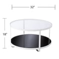 thumbnail image 4 of Round End Table with Unique White Iron Base, Coffee Table with 2 Tiers Glass Shelves for Living Room, Bedroom, 4 of 5