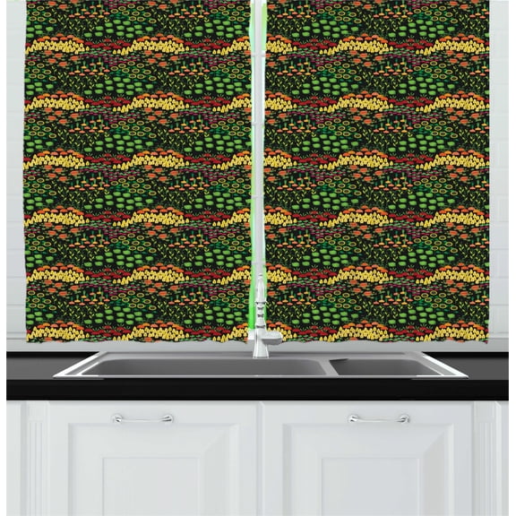 Ambesonne Vegetables Kitchen Curtains, Agriculture Pattern, 55"x39", Multicolor