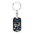 thumbnail image 1 of Always Be My King Dad Stainless Steel or 18k Gold Premium Swivel Dog Tag Keychain, 1 of 8