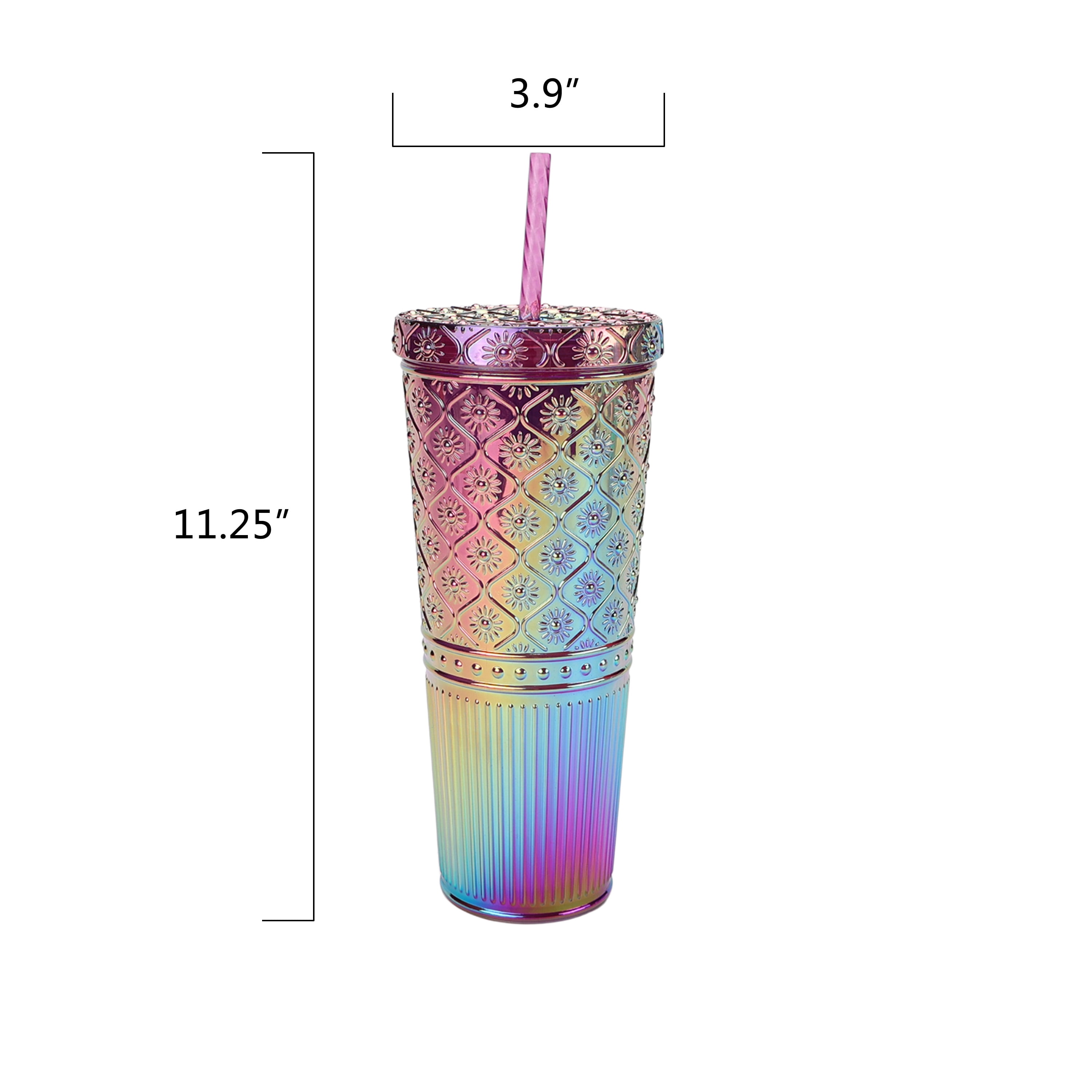 Mainstays 26-Ounce Sun Ray Plastic Textured Tumbler, Purple