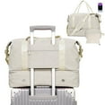thumbnail image 4 of SportsNew Business Travel Bag with  Shoe Compartment  and Wet Pocket ,TSA Carry on Personal Item Bag  18x14x8 , Laptop Bag with USB Charging Port, Gym Tote Bag with Strip for Women(Beige Bag), 4 of 9