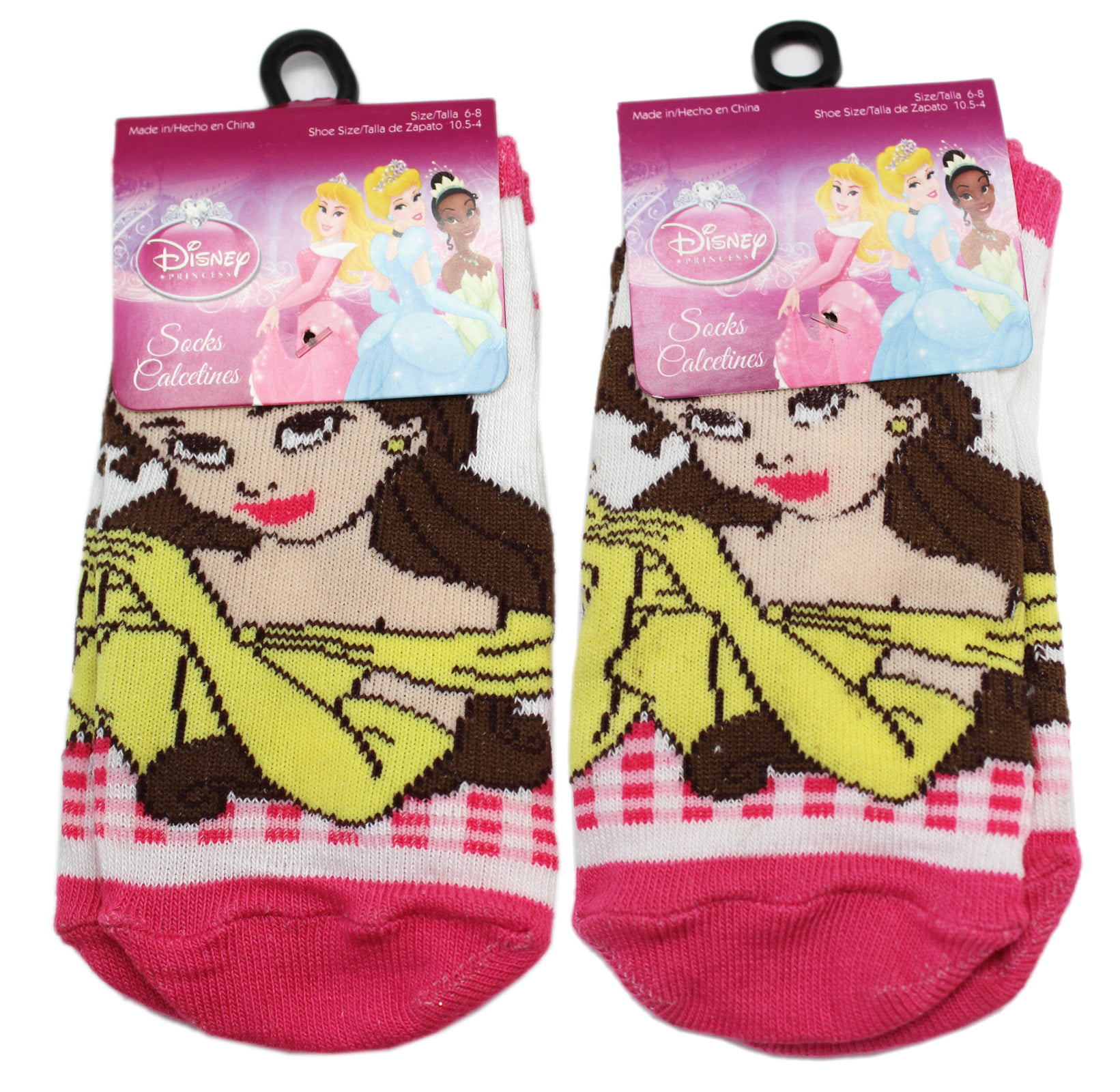 Girls 6-8 AURORA & BELL Knee High Socks 6 Pairs Disney Princess CINDERELLA 