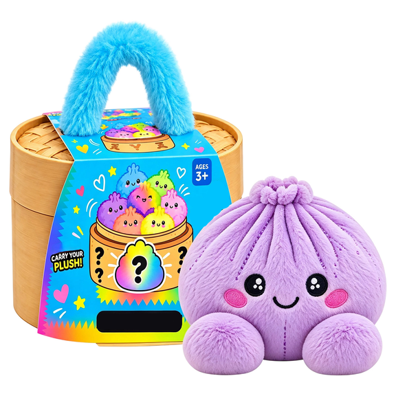 Mystery Plush Dumpling Squishy- 6 Inch Christmas Plush Dumpling Blind Box Toy, Bamboo Steamer Fuzzy Purple Stuffed Bun Plushie, Cute Sensory Stress Relief Gifts for Kids Teens Girls