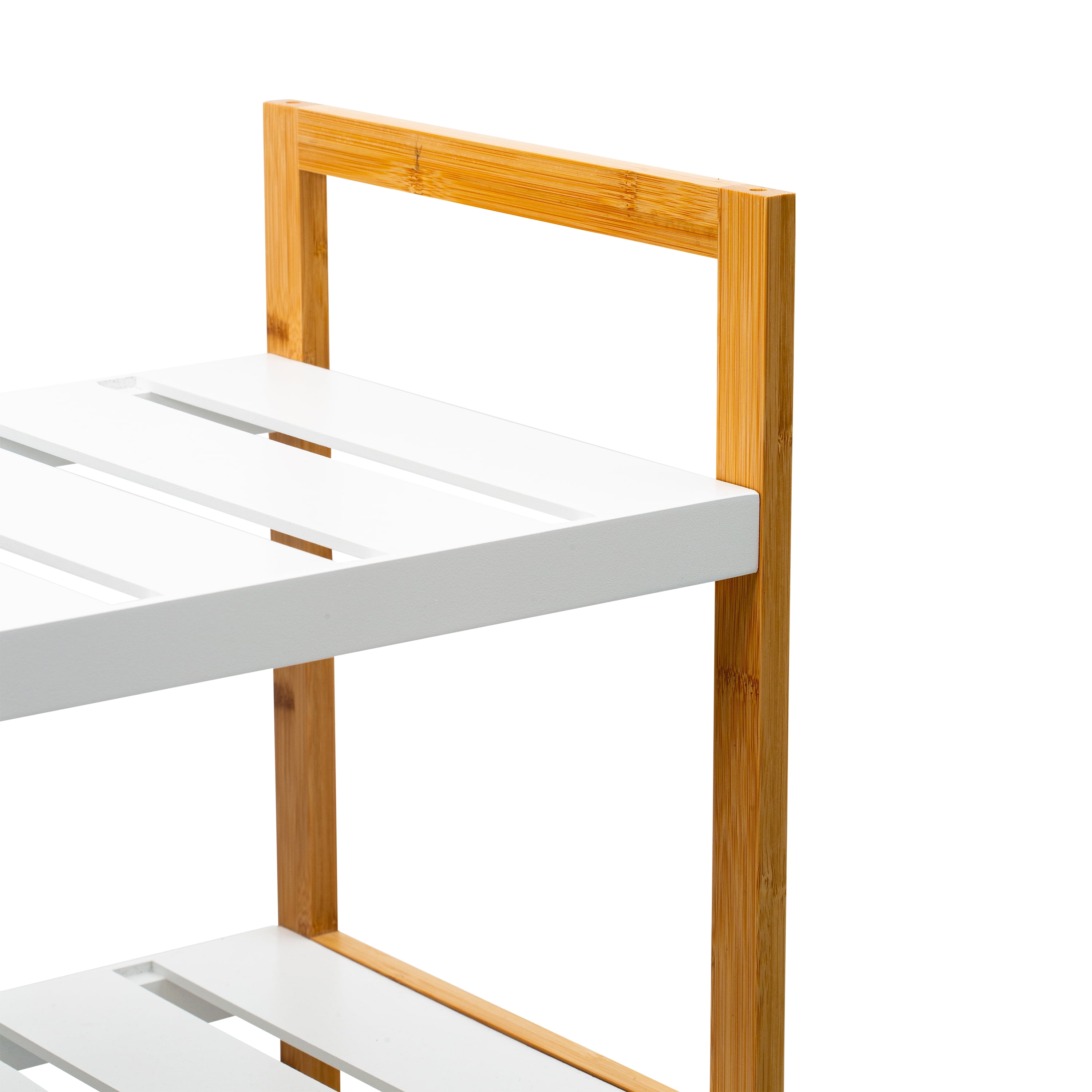 Organize It All 2 Pack Sonora Bamboo 4 Tier Stackable 12 Pair Shoe Rack in White