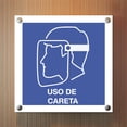 thumbnail image 3 of Señalamiento: "Uso obligatorio de careta", en azul y blanco. Plástico estireno calibre 40, ideal para interior y exterior, 20 x 20 cm. Señalética, Letrero, Señal de seguridad cuadrada, contingencia., 3 of 5