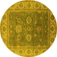 thumbnail image 1 of Ahgly Company Indoor Round Oriental Yellow Traditional Area Rugs, 5' Round, 1 of 4