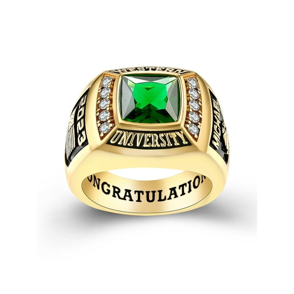 Mementos PJM Customized Men's Class Rings Sterling Silver for High School or College-Deluxe