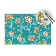 thumbnail image 4 of ZNDUO Placemats, 6 PCS Heat Resistant Stain Resistant Woven PVC Insulation Placemats, Durable Washable Elegant Table Mats for Dining-Green Flower Graffiti, 18"x12", 4 of 6